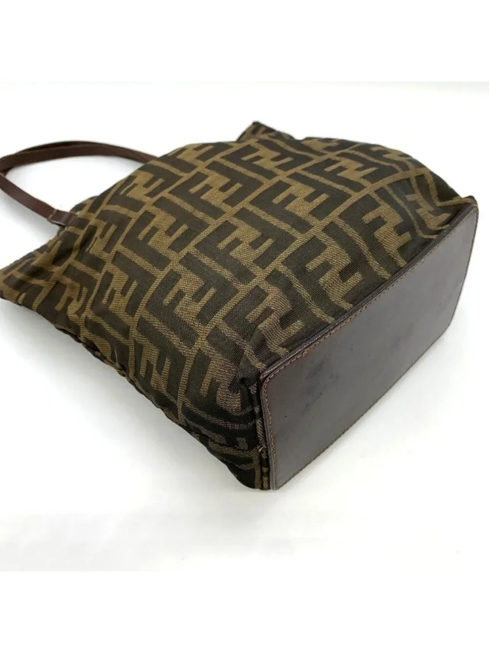 Fendi Zucca Tote Bag Nylon Leather Brown